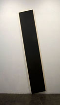 Vertical tip-to-tip, (yellow and black). 120x24x2 inches, acrylic on canvas, 2012